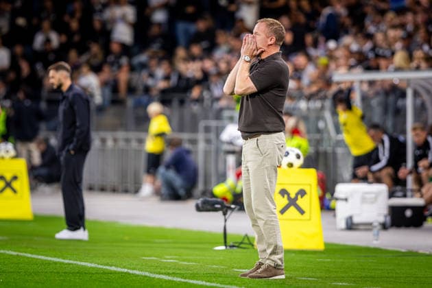 STURM GRAZ - HEARTS Head coach of Hearts Wouter Vrancken during the first leg of second qualifying round of UEFA Champions League football match between Sturm Graz and Heart of Midlothian FC at the Merkur Arena (Stadion Graz Liebenau). Graz, Austria, July 21, 2026. Photo by Branislav Racko Copyright: xx 080A1567
