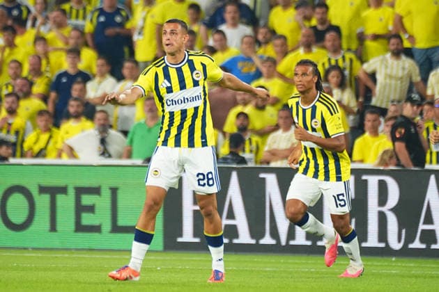 ISTANBUL, TURKEY - JULY 21: Bartug Elmaz (L) and Nathan Ake (15) of Fenerbahce during the UEFA Champions League 2026 27 second qualifying round first leg match between Fenerbahce SK and Gornik Zabrze at Fenerbahce Chobani Stadium on July 21, 2026 in Istanbul, Turkey. Istanbul Chobani Stadium Turkey Copyright: xSeskimPhotox FBahce-GZabrze (3)