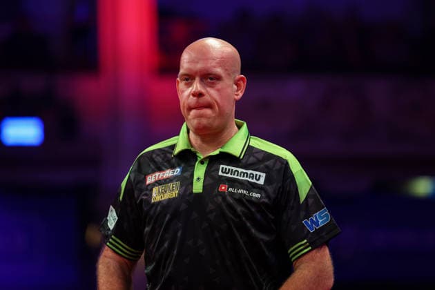 RECORD DATE NOT STATED 21st July 2026, Winter Gardens, Blackpool, Lancashire, England; 2026 Betfred World Matchplay Darts, Day Four; Michael van Gerwen AidanxHunter