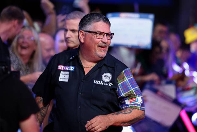 RECORD DATE NOT STATED 21st July 2026, Winter Gardens, Blackpool, Lancashire, England; 2026 Betfred World Matchplay Darts, Day Four; Gary Anderson during his walk on AidanxHunter