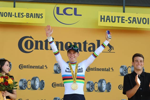 RECORD DATE NOT STATED 21st July 2026, Thonon Les Bains, France; Tour de France Cycling, Stage 16; Remco Evenepoel (BEL) RED BULL - BORA - HANSGROHE in action during the Individual Time Trial from Evian to Thonon Les Bains PierrexTeyssot