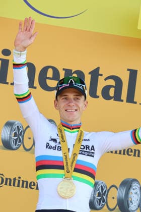 RECORD DATE NOT STATED 21st July 2026, Thonon Les Bains, France; Tour de France Cycling, Stage 16; Remco Evenepoel (BEL) RED BULL - BORA - HANSGROHE in action during the Individual Time Trial from Evian to Thonon Les Bains PierrexTeyssot