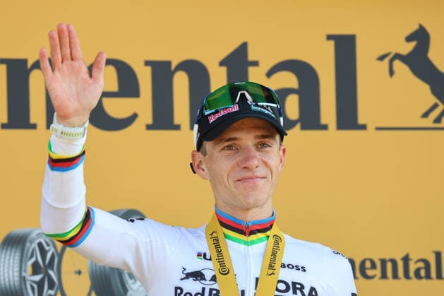 RECORD DATE NOT STATED 21st July 2026, Thonon Les Bains, France; Tour de France Cycling, Stage 16; Remco Evenepoel (BEL) RED BULL - BORA - HANSGROHE in action during the Individual Time Trial from Evian to Thonon Les Bains PierrexTeyssot