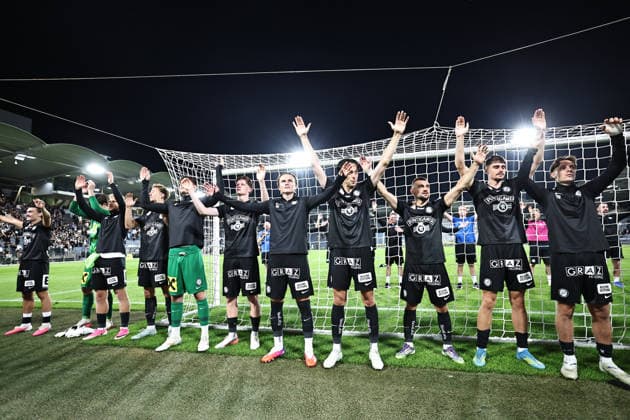 SOCCER - UEFA CL, Sturm vs Hearts GRAZ,AUSTRIA,21.JUL.26 - SOCCER - UEFA Champions League, qualification, SK Sturm Graz vs Heart of Midlothian FC. Image shows the rejoicing of Sturm.  GEPAxpictures xChrisxBauer