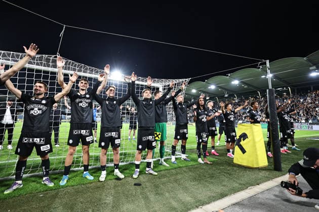 SOCCER - UEFA CL, Sturm vs Hearts GRAZ,AUSTRIA,21.JUL.26 - SOCCER - UEFA Champions League, qualification, SK Sturm Graz vs Heart of Midlothian FC. Image shows the rejoicing of Sturm.  GEPAxpictures xChrisxBauer