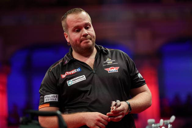 RECORD DATE NOT STATED 21st July 2026, Winter Gardens, Blackpool, Lancashire, England; 2026 Betfred World Matchplay Darts, Day Four; Dirk van Duijvenbode AidanxHunter