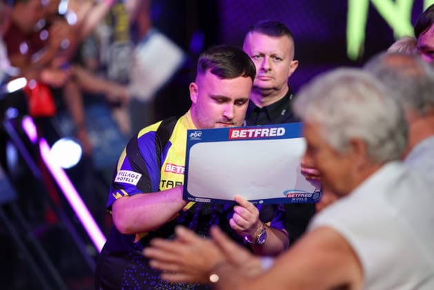 RECORD DATE NOT STATED 21st July 2026, Winter Gardens, Blackpool, Lancashire, England; 2026 Betfred World Matchplay Darts, Day Four; Luke Littler during his walk on AidanxHunter