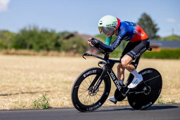 French Paul Seixas of Decathlon CMA CGM Team pictured in action during the stage 16 of the 2026 Tour de France cycling race, an individual Time Trial stage of 26km from Evian-les-Bains to Thonon-les-Bains, on Tuesday 21 July 2026. The 113th edition of the Tour de France starts on Saturday 4 July in Barcelona, Spain, and will finish in Paris, France on the 26th of July. DAVIDxPINTENS  x181700095x