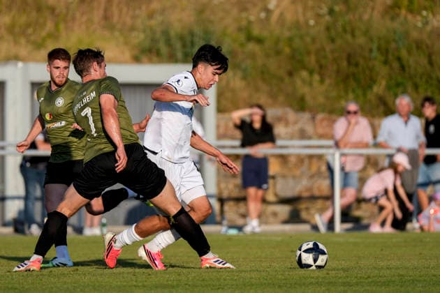 v.li.: Marc Lutz (ASV, 7), Luka Vukoja (SVS, 16), Zweikampf, Spielszene, Duell, duel, tackle, tackling, Dynamik, Action, Aktion, 21.07.2026, Eppelheim (Deutschland), Fussball, Testspiel, ASV Eppelheim - SV Sandhausen, 21.07.2026, Eppelheim (Deutschland), Fussball, Testspiel, ASV Eppelheim - SV Sandhausen, DFB DFL REGULATIONS PROHIBIT ANY USE OF PHOTOGRAPHS AS IMAGE SEQUENCES AND OR QUASI-VIDEO. *** From left: Marc Lutz (ASV), 7, Luka Vukoja (SVS), 16, tackle, game scene, duel, tackle, tackling, dynamism, action, 21 July 2026, Eppelheim, Germany, soccer, friendly match, ASV Eppelheim vs. SV Sandhausen, July 21, 2026, Eppelheim, Germany, soccer, friendly match, ASV Eppelheim vs. SV Sandhausen, DFB and DFL regulations prohibit any use of photographs as image sequences and or quasi-video xozx