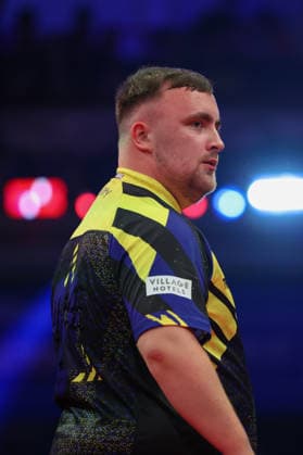 RECORD DATE NOT STATED 21st July 2026, Winter Gardens, Blackpool, Lancashire, England; 2026 Betfred World Matchplay Darts, Day Four; Luke Littler AidanxHunter