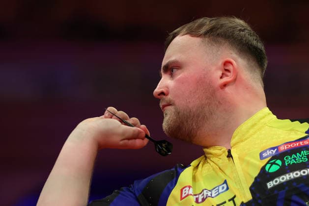 RECORD DATE NOT STATED 21st July 2026, Winter Gardens, Blackpool, Lancashire, England; 2026 Betfred World Matchplay Darts, Day Four; Luke Littler in action at the oche during his game against Nathan Aspinall AidanxHunter