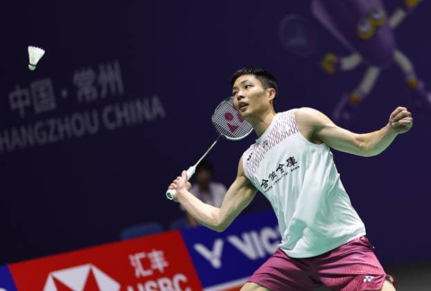 CHANGZHOU, CHINA - JULY 21: Chou Tien-chen of Chinese Taipei competes in the Men s Singles Round of 32 match against Brian Yang of Canada on day 1 of the China Open 2026 at Changzhou Olympic Sports Center Gymnasium on July 21, 2026 in Changzhou, Jiangsu Province of China.  Copyright: xChinaxNewsxServicex 111655680563