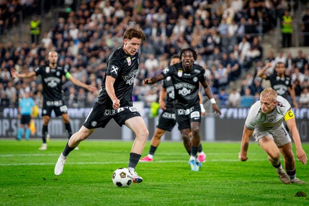 STURM GRAZ - HEARTS Luca Weinhandl of Sturm scores a goal during the first leg of second qualifying round of UEFA Champions League football match between Sturm Graz and Heart of Midlothian FC at the Merkur Arena (Stadion Graz Liebenau). Graz, Austria, July 21, 2026. Photo by Branislav Racko Copyright: xx _BRR6377