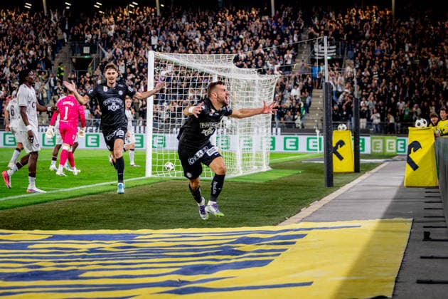 STURM GRAZ - HEARTS Jurgen Heil of Sturm celebrates a goal during the first leg of second qualifying round of UEFA Champions League football match between Sturm Graz and Heart of Midlothian FC at the Merkur Arena (Stadion Graz Liebenau). Graz, Austria, July 21, 2026. Photo by Branislav Racko Copyright: xx _BRR6434