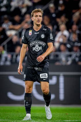 STURM GRAZ - HEARTS Nelson Weiper of Sturm during the first leg of second qualifying round of UEFA Champions League football match between Sturm Graz and Heart of Midlothian FC at the Merkur Arena (Stadion Graz Liebenau). Graz, Austria, July 21, 2026. Photo by Branislav Racko Copyright: xx 080A2374