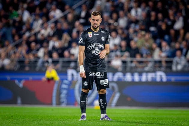 STURM GRAZ - HEARTS Jurgen Heil of Sturm during the first leg of second qualifying round of UEFA Champions League football match between Sturm Graz and Heart of Midlothian FC at the Merkur Arena (Stadion Graz Liebenau). Graz, Austria, July 21, 2026. Photo by Branislav Racko Copyright: xx 080A1940