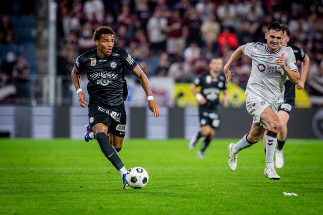 STURM GRAZ - HEARTS Axel Kayombo of Sturm during the first leg of second qualifying round of UEFA Champions League football match between Sturm Graz and Heart of Midlothian FC at the Merkur Arena (Stadion Graz Liebenau). Graz, Austria, July 21, 2026. Photo by Branislav Racko Copyright: xx 080A2286