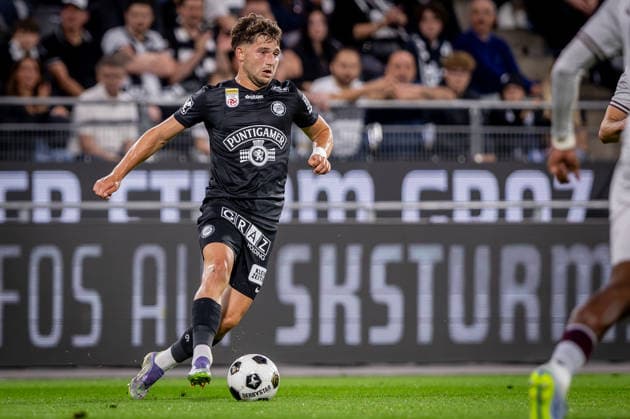 STURM GRAZ - HEARTS Simon Seidl of Sturm during the first leg of second qualifying round of UEFA Champions League football match between Sturm Graz and Heart of Midlothian FC at the Merkur Arena (Stadion Graz Liebenau). Graz, Austria, July 21, 2026. Photo by Branislav Racko Copyright: xx 080A1671