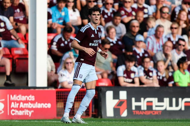 Walsall, England, 21st July 2026. Kosta NedeljkoviÄ‡ of Aston Villa during the Walsall vs Aston Villa Pre Season Friendly match at Pallet-Track Bescot Stadium, Walsall. Picture credit should read: Gareth Evans Sportimage EDITORIAL USE ONLY. No use with unauthorised audio, video, data, fixture lists, club league logos or live services. Online in-match use limited to 120 images, no video emulation. No use in betting, games or single club league player publications. SPI_057_GE_WAL_AV SPI-4879-0057
