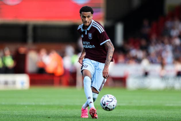 Walsall, England, 21st July 2026. TJ Carroll of Aston Villa during the Walsall vs Aston Villa Pre Season Friendly match at Pallet-Track Bescot Stadium, Walsall. Picture credit should read: Gareth Evans Sportimage EDITORIAL USE ONLY. No use with unauthorised audio, video, data, fixture lists, club league logos or live services. Online in-match use limited to 120 images, no video emulation. No use in betting, games or single club league player publications. SPI_068_GE_WAL_AV SPI-4879-0068
