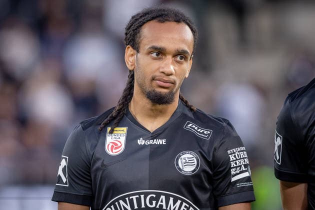 STURM GRAZ - HEARTS Emran Soglo of Sturm during the first leg of second qualifying round of UEFA Champions League football match between Sturm Graz and Heart of Midlothian FC at the Merkur Arena (Stadion Graz Liebenau). Graz, Austria, July 21, 2026. Photo by Branislav Racko Copyright: xx 080A1162