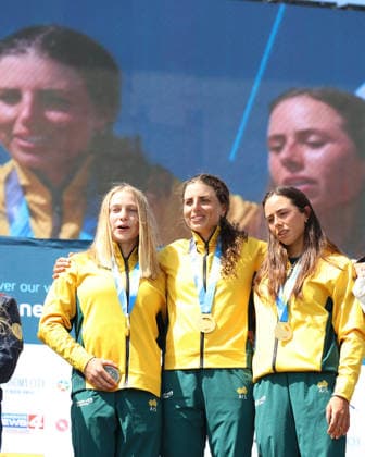 July 21, 2026, Oklahoma City, Oklahoma, USA: KATE ECKHARDT, JESSICA FOX, NOEMIE FOX of Australia gold medalist of Women Kayak Teams on 2026 ICF Canoe Slalom World Championships, Oklahoma City, USA. Oklahoma City USA - ZUMAc278 20260721_zsp_c278_008 Copyright: xMarcinxCholewinskix