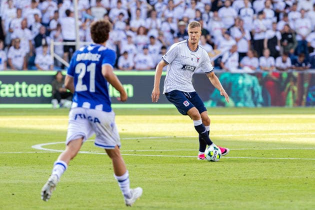 Aarhus GF v Lech Poznan, UEFA Champions League qualification, Randers, Denmark Randers, Denmark. 21st, July 2026. Frederik Tingager of Aarhus GF seen during the UEFA Champions League qualification match between Aarhus GF F and Lech Poznan at Randers Stadion in Randers. Denmark, Randers  Copyright: xGonzalesxPhoto RasmusxJensenx