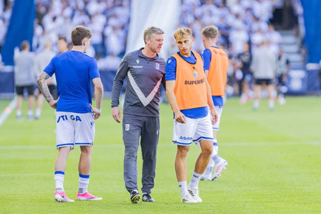 Aarhus GF v Lech Poznan, UEFA Champions League qualification, Randers, Denmark Randers, Denmark. 21st, July 2026. Michal Gurgul of Lech Poznan seen warming up for the UEFA Champions League qualification match between Aarhus GF F and Lech Poznan at Randers Stadion in Randers. Denmark, Randers  Copyright: xGonzalesxPhoto RasmusxJensenx