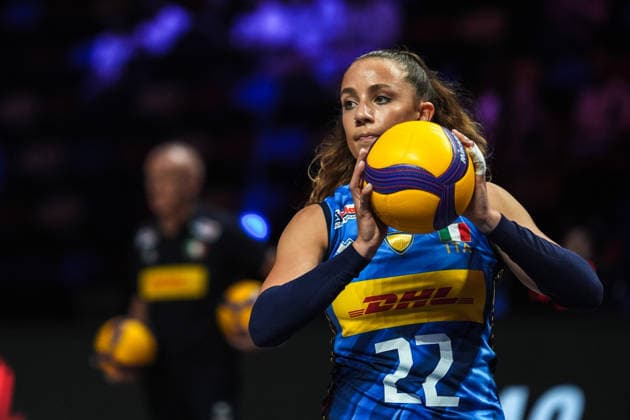 Italy v Netherlands - 2026 FIVB Volleyball Women s Nations League MACAU, CHINA - JULY 22: Gaia Giovannini (22) of Italy warms up before the quarter-final match between Italy and Netherlands in the 2026 FIVB Volleyball Women s Nations League (VNL) at East Asian Games Dome on July 22, 2026 in Macao Special Administrative Region, China. Dilara Irem Sancar Anadolu Macau China. Editorial use only. Please get in touch for any other usage.  Copyright: x2026xAnadoluxDilaraxIremxSancarx