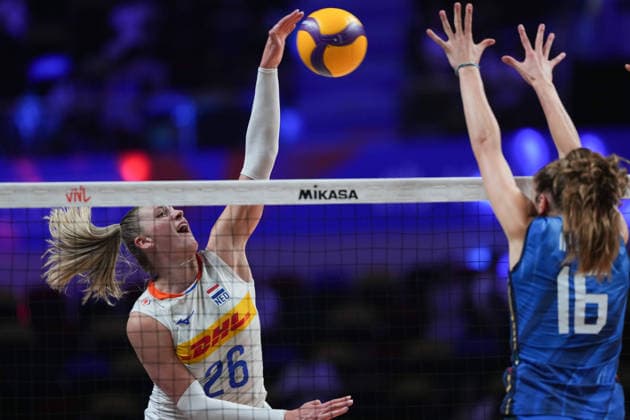 RECORD DATE NOT STATED Women s Volleyball Nations League (VNL) 2026 Finals - Italy VS Netherlands Elles Dambrink(No.26) from team Netherlands during a match of Italy and Netherlands at Women s Volleyball Nations League (VNL) 2026 Finals on July 22, 2026 in Macau. (Photo by Ellan Mad Nexpher Images) Macau