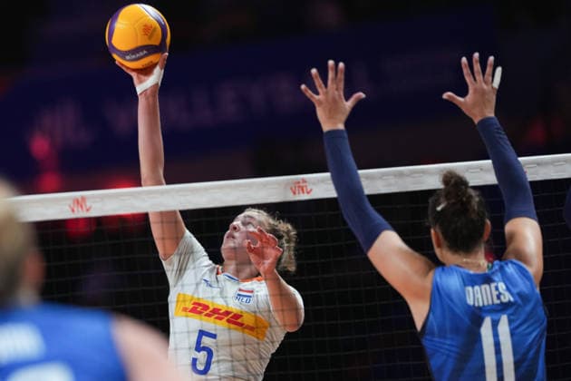 RECORD DATE NOT STATED Women s Volleyball Nations League (VNL) 2026 Finals - Italy VS Netherlands Jolien Knollema(No.5) from team Netherlands during a match of Italy and Netherlands at Women s Volleyball Nations League (VNL) 2026 Finals on July 22, 2026 in Macau. (Photo by Ellan Mad Nexpher Images) Macau