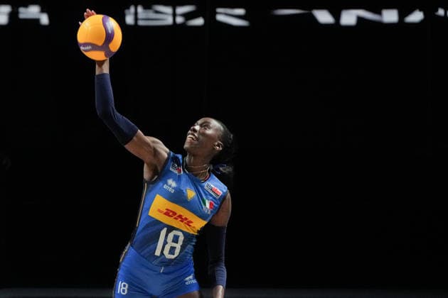 RECORD DATE NOT STATED Women s Volleyball Nations League (VNL) 2026 Finals - Italy VS Netherlands Paola Ogechi Egonu(No.18) from team Italy during a match of Italy and Netherlands at Women s Volleyball Nations League (VNL) 2026 Finals on July 22, 2026 in Macau. (Photo by Ellan Mad Nexpher Images) Macau