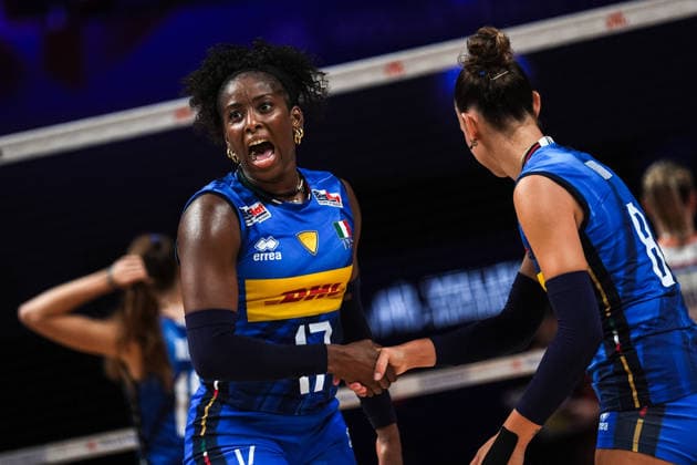 Italy v Netherlands - 2026 FIVB Women s Volleyball Nations League ?????? MACAU, CHINA - JULY 22: Myriam Fatime Sylla (17) of Italy celebrates a point during the 2026 FIVB Women s Volleyball Nations League quarter-final match between Italy and Netherlands at East Asian Games Dome in Macau, China on July 22, 2026. Dilara Irem Sancar Anadolu Macau China. Editorial use only. Please get in touch for any other usage.  Copyright: x2026xAnadoluxDilaraxIremxSancarx