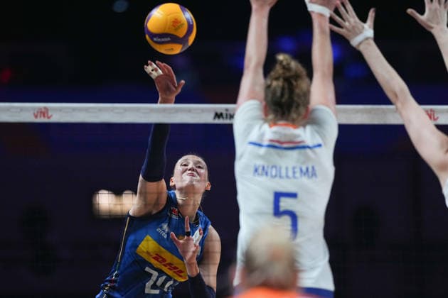 RECORD DATE NOT STATED Women s Volleyball Nations League (VNL) 2026 Finals - Italy VS Netherlands Ekaterina Antropova(No.24) from team Italy during a match of Italy and Netherlands at Women s Volleyball Nations League (VNL) 2026 Finals on July 22, 2026 in Macau. (Photo by Ellan Mad Nexpher Images) Macau