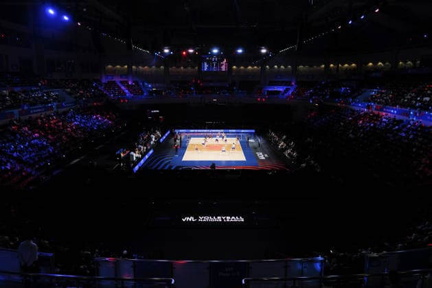 RECORD DATE NOT STATED Women s Volleyball Nations League (VNL) 2026 Finals - Italy VS Netherlands A general view showing a match of Italy and Netherlands at Women s Volleyball Nations League (VNL) 2026 Finals on July 22, 2026 in Macau. (Photo by Ellan Mad Nexpher Images) Macau