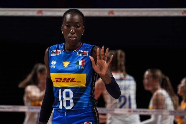 Italy v Netherlands - 2026 FIVB Women s Volleyball Nations League ?????? MACAU, CHINA - JULY 22: Paola Ogechi Egonu (18) of Italy in action during the 2026 FIVB Women s Volleyball Nations League quarter-final match between Italy and Netherlands at East Asian Games Dome in Macau, China on July 22, 2026. Dilara Irem Sancar Anadolu Macau China. Editorial use only. Please get in touch for any other usage.  Copyright: x2026xAnadoluxDilaraxIremxSancarx