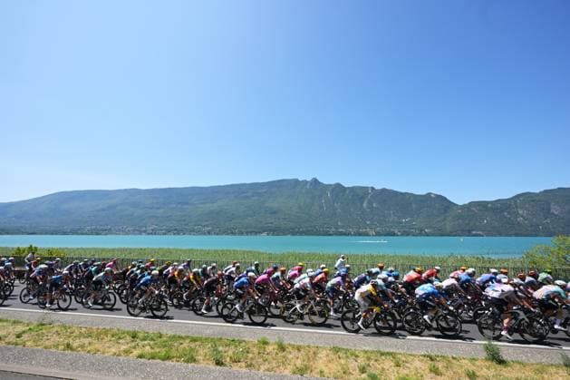 The pack of riders pictured in action during stage 17 of the 2026 Tour de France cycling race, a stage of 175km from Chambery to Voiron, on Wednesday 22 July 2026. The 113th edition of the Tour de France starts on Saturday 4 July in Barcelona, Spain, and will finish in Paris, France on the 26th of July. DAVIDxPINTENS  x181739422x