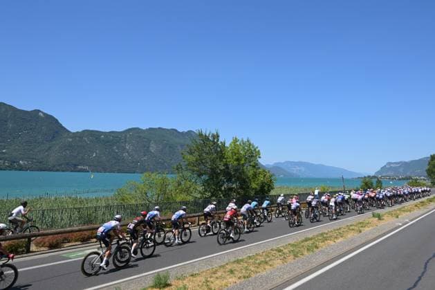 The pack of riders pictured in action during stage 17 of the 2026 Tour de France cycling race, a stage of 175km from Chambery to Voiron, on Wednesday 22 July 2026. The 113th edition of the Tour de France starts on Saturday 4 July in Barcelona, Spain, and will finish in Paris, France on the 26th of July. DAVIDxPINTENS  x181739470x