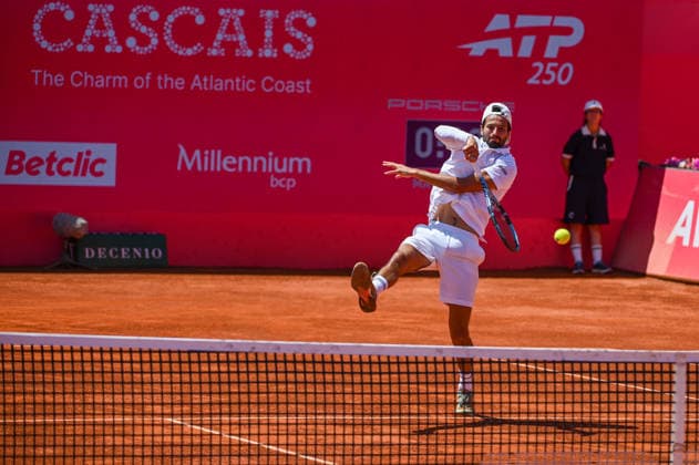 July 22, 2026, Lisbon, Lisbon, Portugal: TITOUAN DROGUET in action during the Round of 16 at the Millennium Estoril Open ATP, Tennis Herren tennis tournament at Clube de Tenis do Estoril. Lisbon Portugal - ZUMAr238 20260722_zip_r238_012 Copyright: xRicardoxRochax