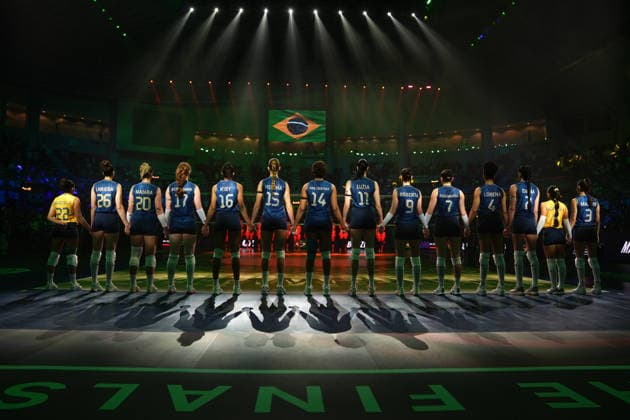 Brazil v Japan - 2026 FIVB Women s Volleyball Nations League ?????? MACAU, CHINA - JULY 22: Brazil national team, Nationalteam during the opening ceremony ahead of 2026 FIVB Women s Volleyball Nations League quarter-final match between Brazil and Japan at East Asian Games Dome in Macau, China on July 22, 2026. Dilara Irem Sancar Anadolu Macau China. Editorial use only. Please get in touch for any other usage.  Copyright: x2026xAnadoluxDilaraxIremxSancarx