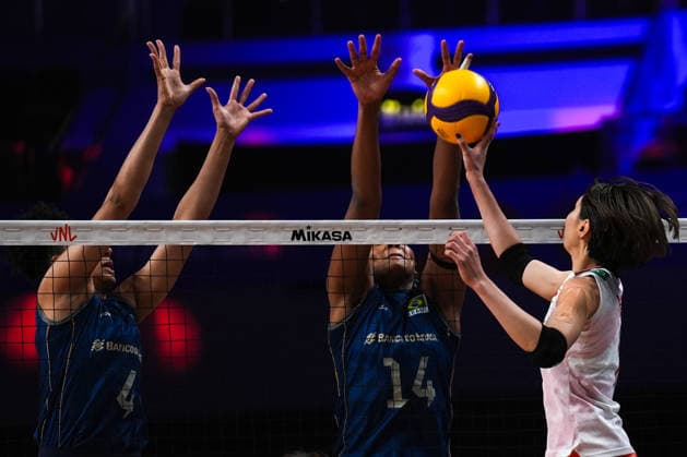 Brazil v Japan - 2026 FIVB Women s Volleyball Nations League ?????? MACAU, CHINA - JULY 22: Ana Cristina Souza (14) of Brazil in action during 2026 FIVB Women s Volleyball Nations League quarter-final match between Brazil and Japan at East Asian Games Dome in Macau, China on July 22, 2026. Dilara Irem Sancar Anadolu Macau China. Editorial use only. Please get in touch for any other usage.  Copyright: x2026xAnadoluxDilaraxIremxSancarx