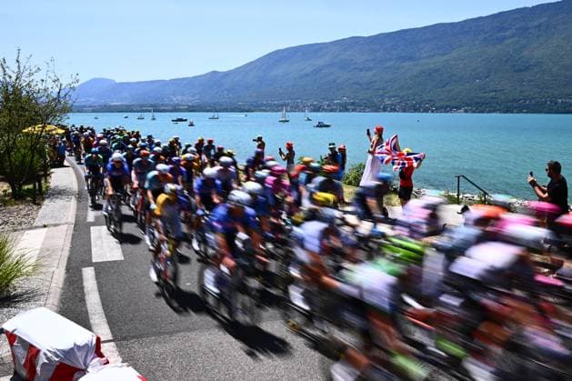 The pack of riders pictured in action during stage 17 of the 2026 Tour de France cycling race, a stage of 175km from Chambery to Voiron, on Wednesday 22 July 2026. The 113th edition of the Tour de France starts on Saturday 4 July in Barcelona, Spain, and will finish in Paris, France on the 26th of July. POOLxGREGORYxVANxGANSEN  x181745742x