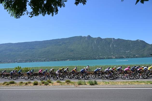The pack of riders pictured in action during stage 17 of the 2026 Tour de France cycling race, a stage of 175km from Chambery to Voiron, on Wednesday 22 July 2026. The 113th edition of the Tour de France starts on Saturday 4 July in Barcelona, Spain, and will finish in Paris, France on the 26th of July. DAVIDxPINTENS  x181748100x