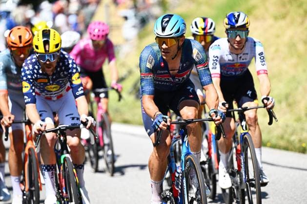 Belgian Jasper Stuyven of Soudal Quick-Step pictured in action during stage 17 of the 2026 Tour de France cycling race, a stage of 175km from Chambery to Voiron, on Wednesday 22 July 2026. The 113th edition of the Tour de France starts on Saturday 4 July in Barcelona, Spain, and will finish in Paris, France on the 26th of July. POOLxGREGORYxVANxGANSEN  x181749722x