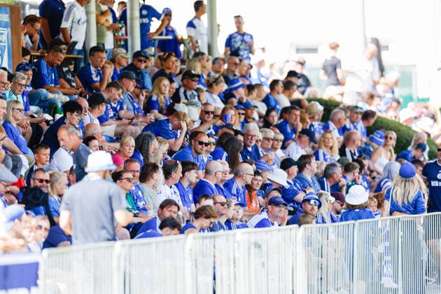 SOCCER - Schalke vs Kharkiv, test match KEMATEN,AUSTRIA,22.JUL.26 - SOCCER - 1. DFL, 1. Deutsche Bundesliga, Premjer-Liha, FC Schalke 04 vs FC Kharkiv, test match. Image shows fans of Schalke.  GEPAxpictures xMarkoxVulic