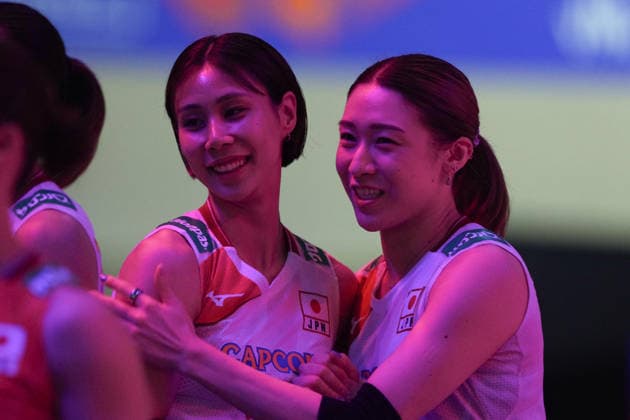 RECORD DATE NOT STATED Women s Volleyball Nations League (VNL) 2026 Finals - Brazil VS Japan Yukiko Wada (No.1) and Mayu Ishikawa (No.4) from team Japan during a match of Brazil and Japan at Women s Volleyball Nations League (VNL) 2026 Finals on July 22, 2026 in Macau. (Photo by Ellan Mad Nexpher Images) Macau