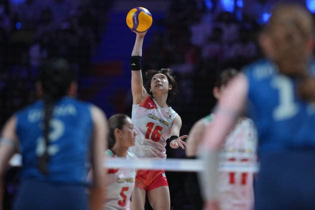 RECORD DATE NOT STATED Women s Volleyball Nations League (VNL) 2026 Finals - Brazil VS Japan Hinata Shigihara (No.16) from team Japan during a match of Brazil and Japan at Women s Volleyball Nations League (VNL) 2026 Finals on July 22, 2026 in Macau. (Photo by Ellan Mad Nexpher Images) Macau