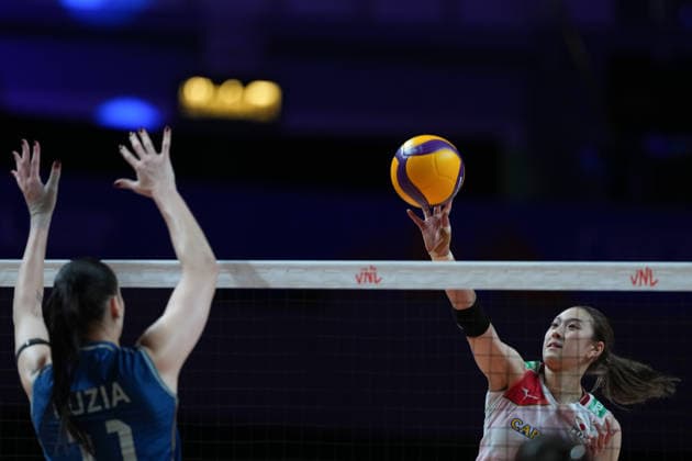 RECORD DATE NOT STATED Women s Volleyball Nations League (VNL) 2026 Finals - Brazil VS Japan Yoshino Sato (No.5) from team Japan during a match of Brazil and Japan at Women s Volleyball Nations League (VNL) 2026 Finals on July 22, 2026 in Macau. (Photo by Ellan Mad Nexpher Images) Macau