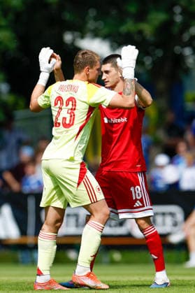 SOCCER - Schalke vs Kharkiv, test match KEMATEN,AUSTRIA,22.JUL.26 - SOCCER - 1. DFL, 1. Deutsche Bundesliga, Premjer-Liha, FC Schalke 04 vs FC Kharkiv, test match. Image shows the rejoicing of Kharkiv with Yaroslav Protsenko and Yevgen Pavliuk (Kharkiv).  GEPAxpictures xMarkoxVulic