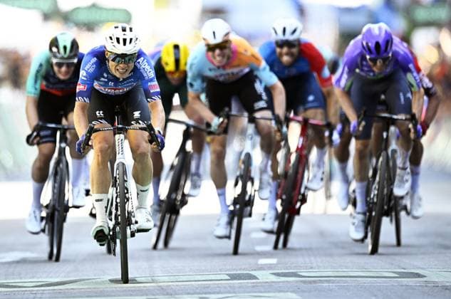 Belgian Jasper Philipsen of Alpecin-Premier Tech sprints to the finish to win stage 17 of the 2026 Tour de France cycling race, a stage of 175km from Chambery to Voiron, on Wednesday 22 July 2026. The 113th edition of the Tour de France starts on Saturday 4 July in Barcelona, Spain, and will finish in Paris, France on the 26th of July. JASPERxJACOBS  x181764471x